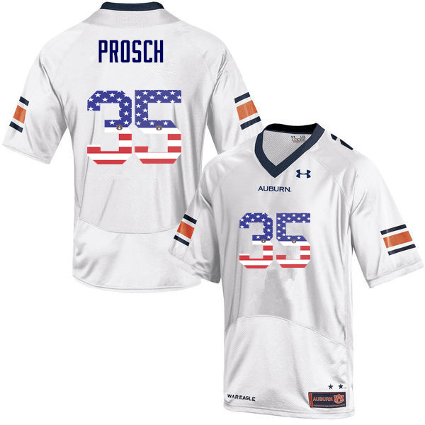 Auburn Tigers Men's Jay Prosch #35 White Under Armour Stitched College USA Flag Fashion NCAA Authentic Football Jersey LXZ4274GZ